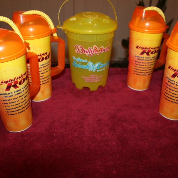 2016 DollyWood Souvenir Pack - 4 Cups and Popcorn Bucket - Lightning Rod - Picture 2 of 11